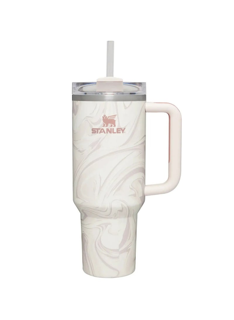 Stanley - Stanley cup H2.0 Stainless Steel with Lid and Straw for Water Iced Tea,Coffee and Smoothie,Rose Quartz Swirl,40 oz - Image 1