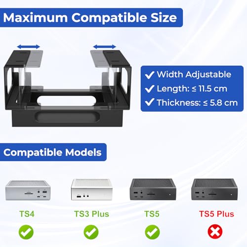 Bedycoon Metal Under Desk Mount Compatible with CalDigit TS4/ TS3 Plus/ TS5 Dock+ Power Bricks Adjustable Under Desk Holder for Thunderbolt 4/3/5 Docking Station Mounting Bracket with Cable Ties and Screws - Image 2