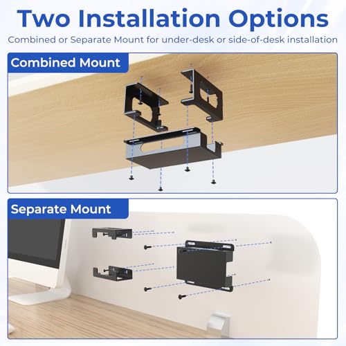 Bedycoon Metal Under Desk Mount Compatible with CalDigit TS4/ TS3 Plus/ TS5 Dock+ Power Bricks Adjustable Under Desk Holder for Thunderbolt 4/3/5 Docking Station Mounting Bracket with Cable Ties and Screws - Image 3