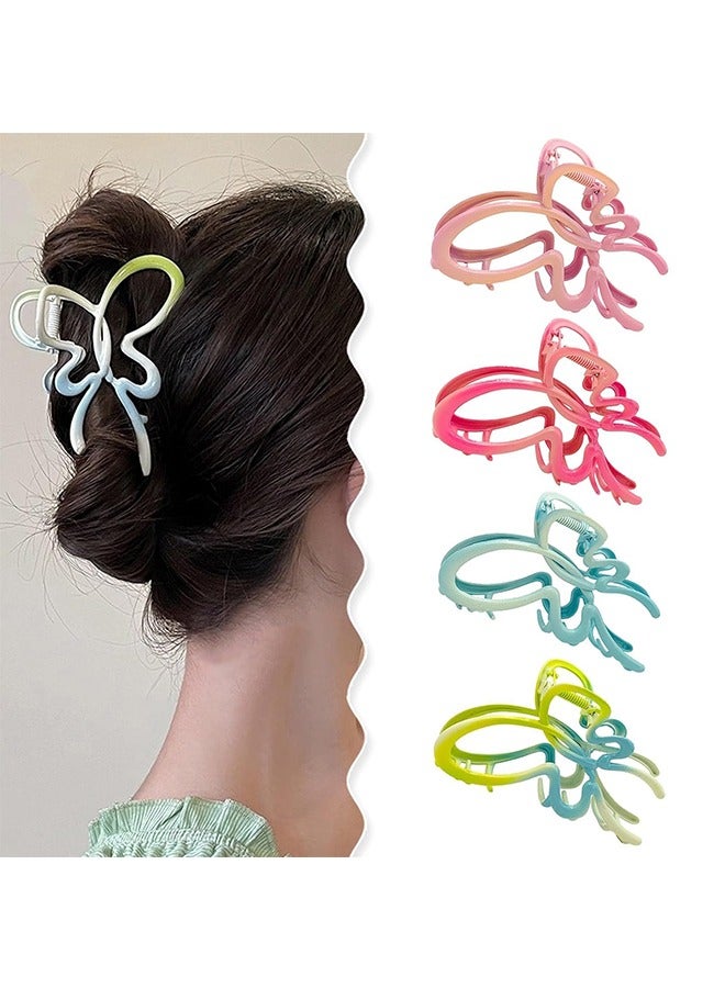 4Pcs Butterfly Hair Clips for Women Girls, Large Butterfly Claw Clips, Spring & Summer Gradient Macaron Color Hair Bows Clips for Thick Hair, Colorful Non-Slip Jaw Clips Bow Hair Accessories - Image 1