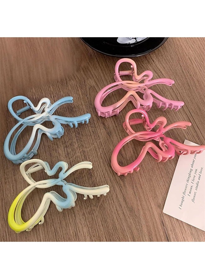 4Pcs Butterfly Hair Clips for Women Girls, Large Butterfly Claw Clips, Spring & Summer Gradient Macaron Color Hair Bows Clips for Thick Hair, Colorful Non-Slip Jaw Clips Bow Hair Accessories - Image 5