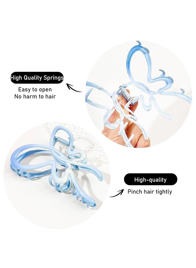 4Pcs Butterfly Hair Clips for Women Girls, Large Butterfly Claw Clips, Spring & Summer Gradient Macaron Color Hair Bows Clips for Thick Hair, Colorful Non-Slip Jaw Clips Bow Hair Accessories - Image 3