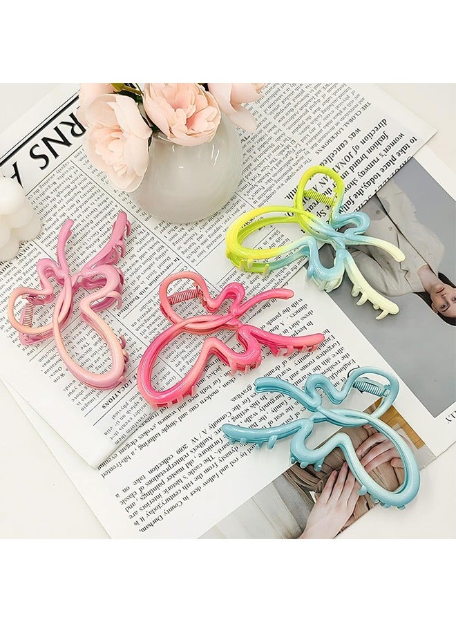4Pcs Butterfly Hair Clips for Women Girls, Large Butterfly Claw Clips, Spring & Summer Gradient Macaron Color Hair Bows Clips for Thick Hair, Colorful Non-Slip Jaw Clips Bow Hair Accessories - Image 4
