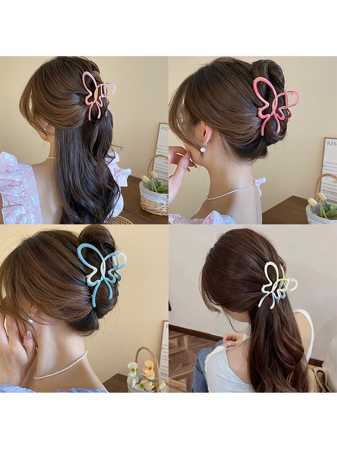 4Pcs Butterfly Hair Clips for Women Girls, Large Butterfly Claw Clips, Spring & Summer Gradient Macaron Color Hair Bows Clips for Thick Hair, Colorful Non-Slip Jaw Clips Bow Hair Accessories - Image 2