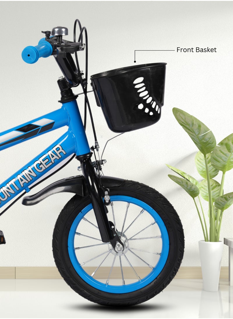 MG - Children's Bicycle For 3-5 Years Old Kids Bike, 14 Inch Cycle, High Carbon Steel Frame,  Adjustable Seat, Smooth Bearings, Safe and Stable, Blue - Image 1