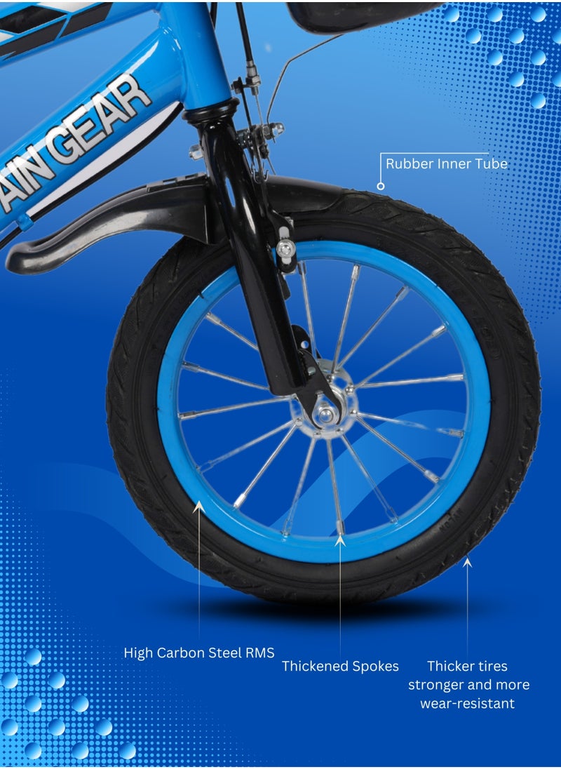 MG - Children's Bicycle For 3-5 Years Old Kids Bike, 14 Inch Cycle, High Carbon Steel Frame,  Adjustable Seat, Smooth Bearings, Safe and Stable, Blue - Image 1