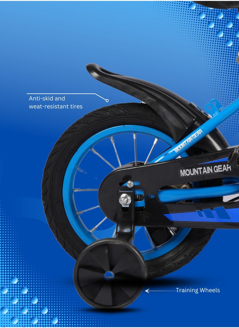 MG - Children's Bicycle For 3-5 Years Old Kids Bike, 14 Inch Cycle, High Carbon Steel Frame,  Adjustable Seat, Smooth Bearings, Safe and Stable, Blue - Image 1