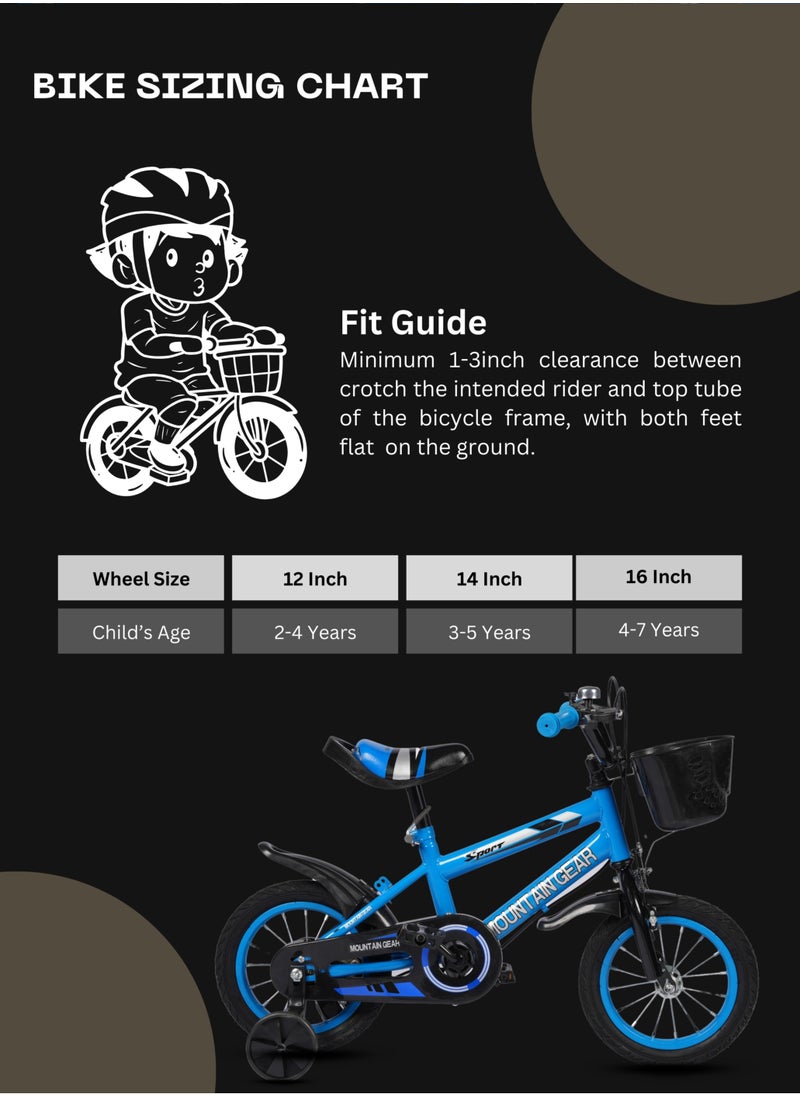 MG - Children's Bicycle For 3-5 Years Old Kids Bike, 14 Inch Cycle, High Carbon Steel Frame,  Adjustable Seat, Smooth Bearings, Safe and Stable, Blue - Image 1