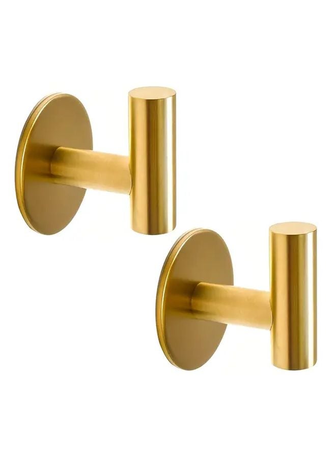 Golden 2 Pack Self Adhesive Towel Hooks Heavy Duty Waterproof Rust Resistant for Bathroom Kitchen Hotel - Image 1