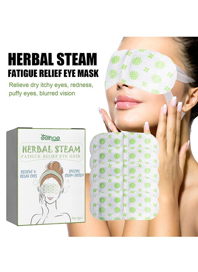 EELHOE - Steam Eye Mask 5 Packs, Herbal Self-Heating Eye Mask, SPA Warm Eye Mask, Disposable Heated Sleep Eye Mask for Dry Eyes, Dark Circles, Puffy Eyes, Puffiness, Relief Stress Eye Fatigue, Migraine - Image 1