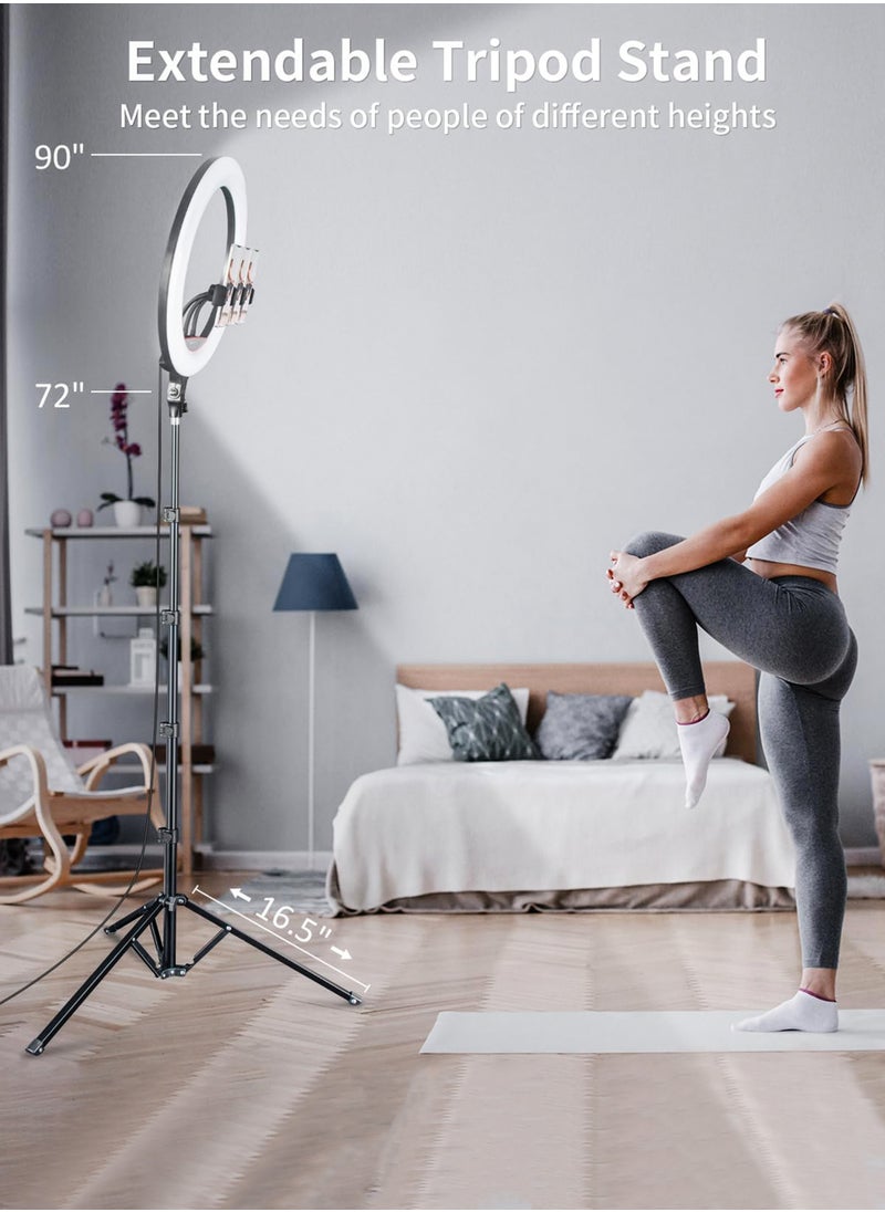 18 inch Dimmable Circle LED Studio Selfie Ring Light With 2.1 Meter Tripod Stand Remote And 3 Mobile Phone Holders For Makeup Camera Photography YouTube Video Shoot TikTok Vlog Live Stream Compatible - pzsku/ZFEE4958EF047D4962125Z/45/_/1738503314/66b29f08-eb69-4d9a-a8fb-b318de3cd73b