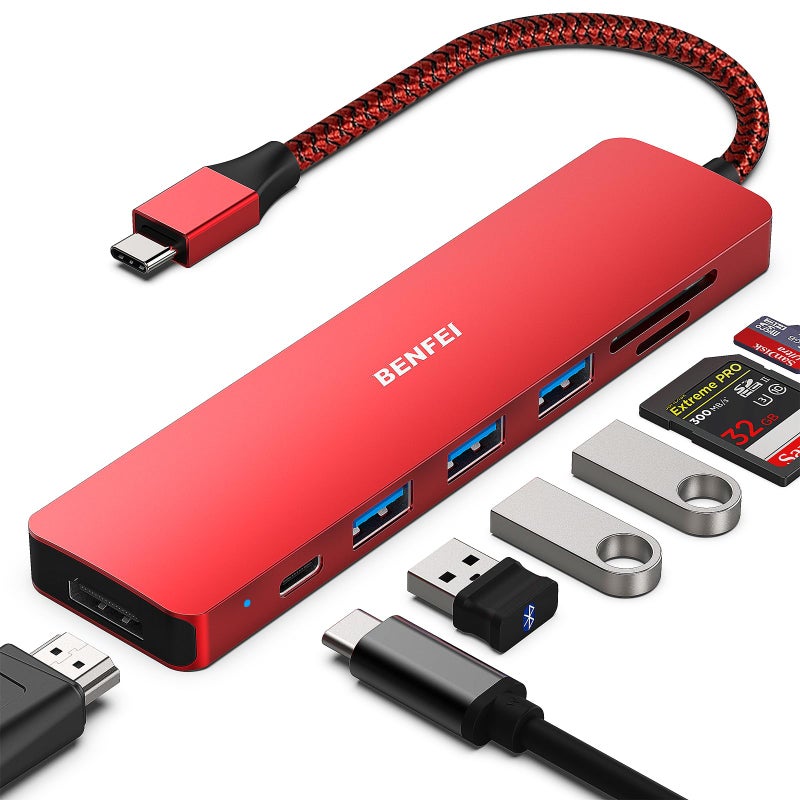 BENFEI USB C HUB 7-in-1, USB-C HUB Multiport Adapter with HDMI (4K @ 60Hz Certified)/100W Power Delivery/3*USB 3.0 5Gbps/SD/TF Card Reader (160MB/s) for iPhone 15 Pro/Max MacBook iPad Pro iMac S23 - Image 1