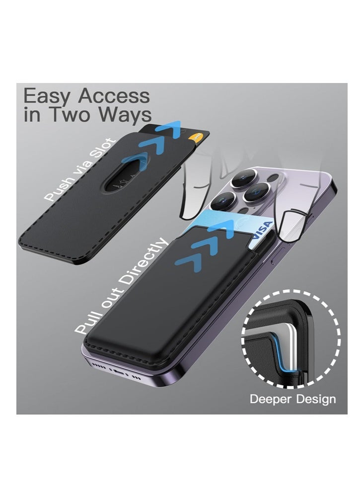 Sinjimoru Magnetic Card Wallet, Premium Vegan Leather Phone Wallet for MagSafe  Holder Compatible with iPhone 17 16 15 14 13 12 Series. Black - Image 4