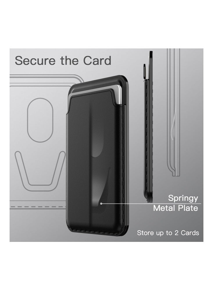 Sinjimoru Magnetic Card Wallet, Premium Vegan Leather Phone Wallet for MagSafe  Holder Compatible with iPhone 17 16 15 14 13 12 Series. Black - Image 5