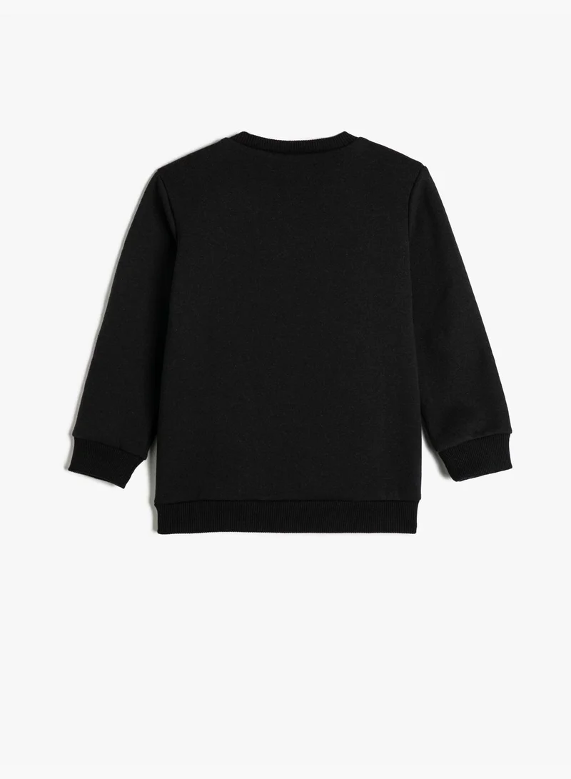 كوتون Sweatshirt Long Sleeve Crew Neck Tiger Embossed Printed