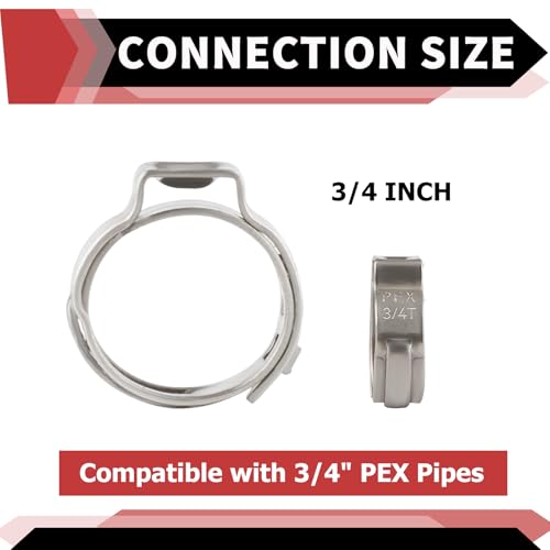 EFIELD (Pack of 50) EFIELD 3/4-inch Stainless Steel Pex Cinch Clamp Rings for Pex Tubing/Pipe (3/4 inch-50pcs),(CLAMP010) - Image 2
