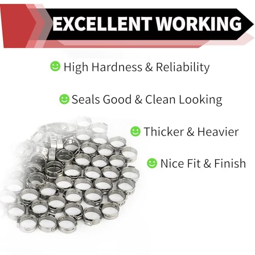 EFIELD (Pack of 50) EFIELD 3/4-inch Stainless Steel Pex Cinch Clamp Rings for Pex Tubing/Pipe (3/4 inch-50pcs),(CLAMP010) - Image 4