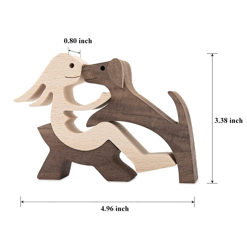 ISHINE Handmade Wooden Statue  Sitting Woman and Dog  Wood Decor Accents Craft Figurine for Bedroom Home Office Shelf Decor Gift Natural ECO Friendly - Image 3