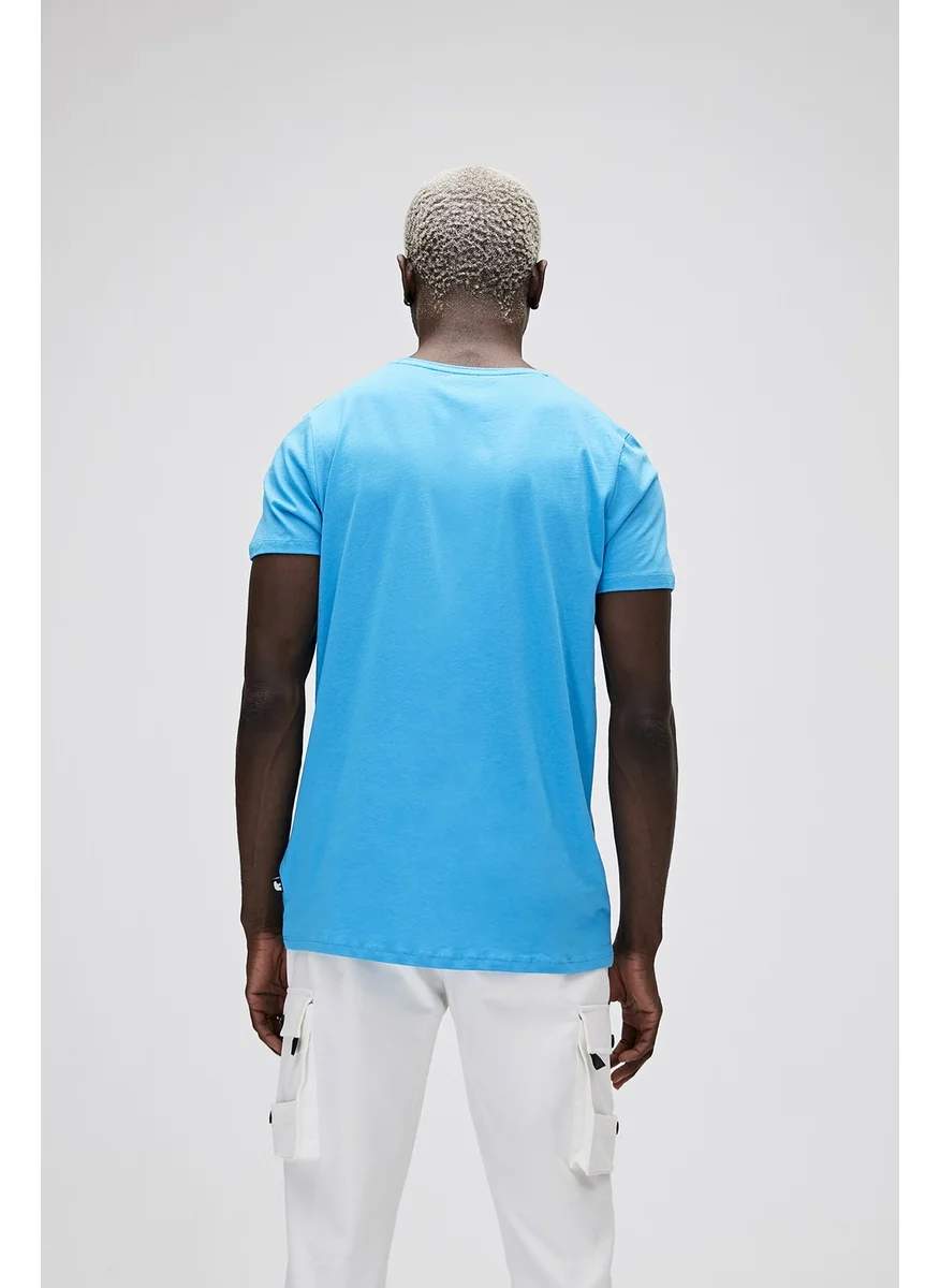 باد بير Crew Neck Blue Men's T-Shirt