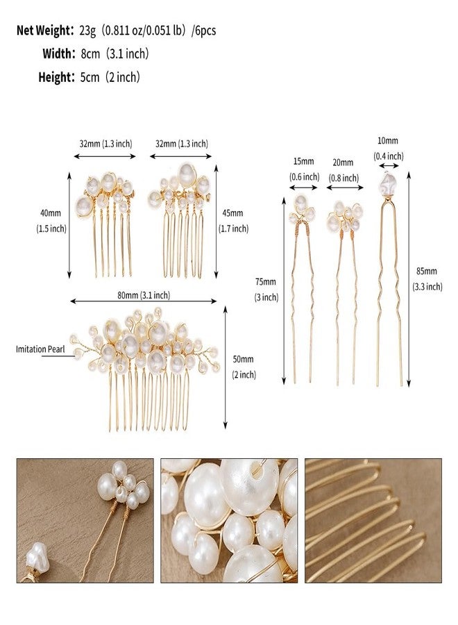 Foyte 5PCS Pearl Hair Comb for Wedding Pearls Hair Clips Bridal Pearl Bobby Pins Set Gold Bridesmaid Hair Accessories for Women and Brides - Image 5
