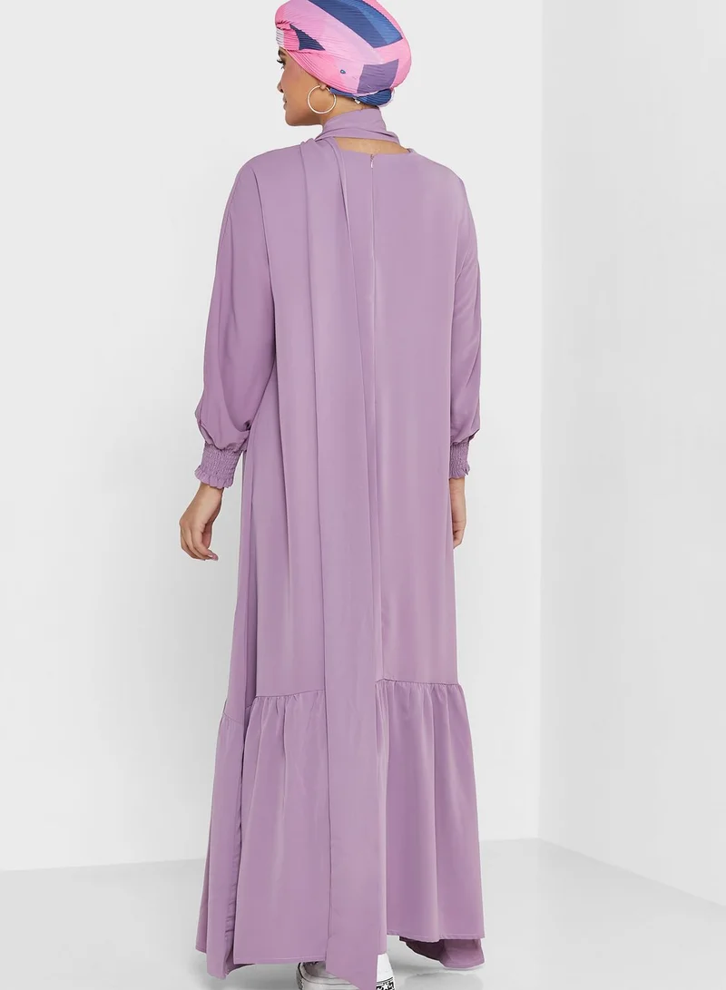 Khizana High Neck Belted Dress