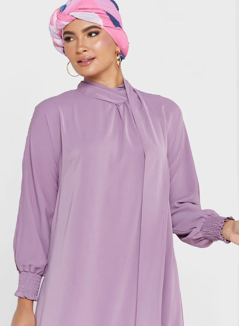 Khizana High Neck Belted Dress