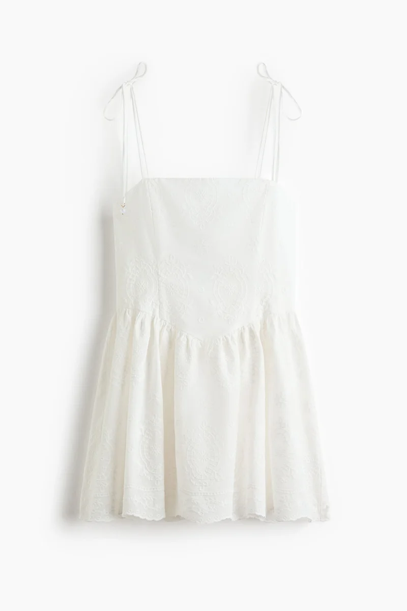 H&M Embroidered flared-skirt dress