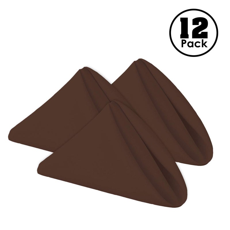 Gee Di Moda Cloth Napkins - 17 x 17 Inch Chocolate Dinner Napkins - Set of 12 Soft & Absorbent Washable Fabric Cloth Table Napkins with Hemmed Edges for Hotel Restaurant, Holiday Parties & Wedding - Image 2