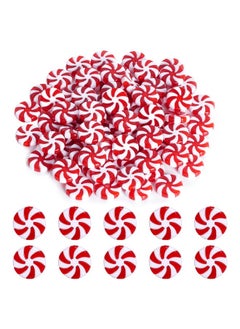 obmwang obmwang 80Pcs Christmas Candy Cane Ornaments Red and White Candy Decorations Christmas Tree Hanging Peppermint Ornaments for Holiday Party Decoration DIY Crafts, 2.5cm  - Image 1