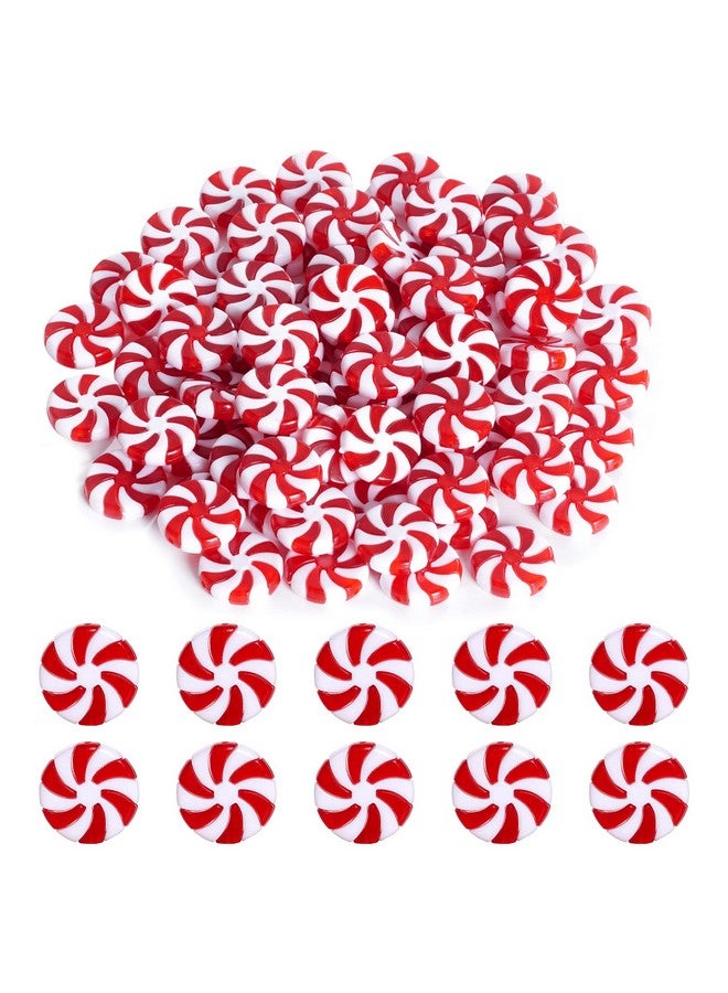 obmwang 80Pcs Christmas Candy Cane Ornaments Red and White Candy Decorations Christmas Tree Hanging Peppermint Ornaments for Holiday Party Decoration DIY Crafts, 2.5cm - Image 1