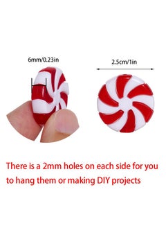 obmwang obmwang 80Pcs Christmas Candy Cane Ornaments Red and White Candy Decorations Christmas Tree Hanging Peppermint Ornaments for Holiday Party Decoration DIY Crafts, 2.5cm  - Image 2