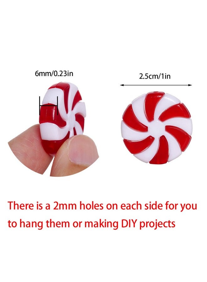 obmwang 80Pcs Christmas Candy Cane Ornaments Red and White Candy Decorations Christmas Tree Hanging Peppermint Ornaments for Holiday Party Decoration DIY Crafts, 2.5cm - Image 2