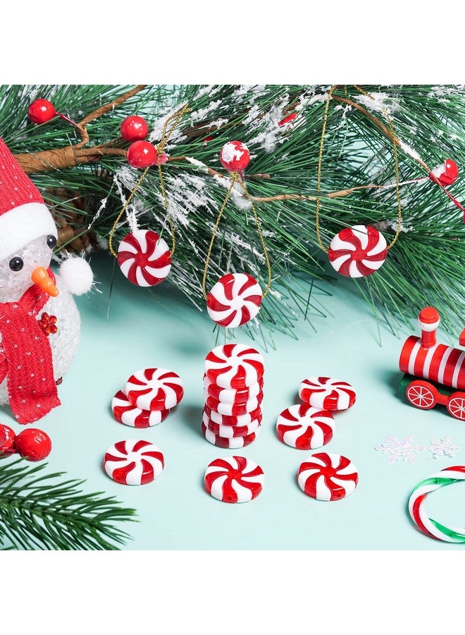 obmwang 80Pcs Christmas Candy Cane Ornaments Red and White Candy Decorations Christmas Tree Hanging Peppermint Ornaments for Holiday Party Decoration DIY Crafts, 2.5cm - Image 5