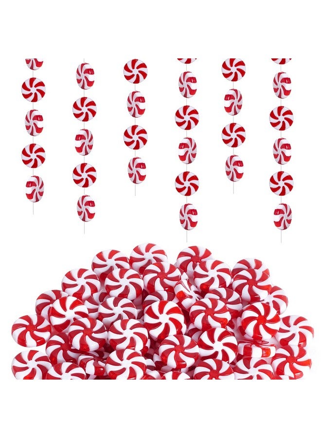 obmwang 80Pcs Christmas Candy Cane Ornaments Red and White Candy Decorations Christmas Tree Hanging Peppermint Ornaments for Holiday Party Decoration DIY Crafts, 2.5cm - Image 3
