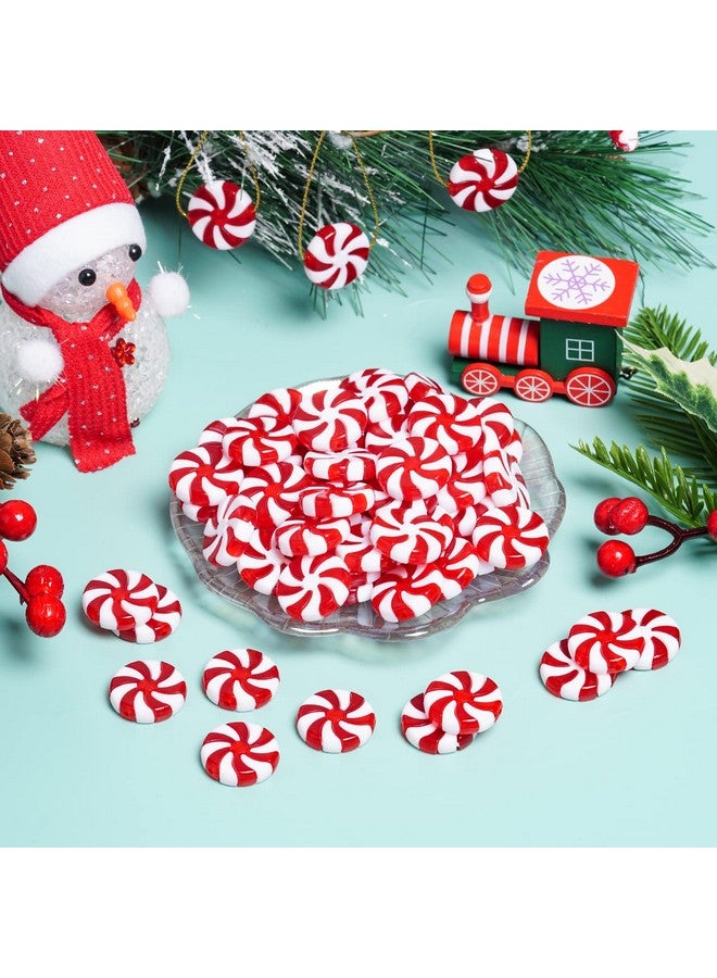 obmwang 80Pcs Christmas Candy Cane Ornaments Red and White Candy Decorations Christmas Tree Hanging Peppermint Ornaments for Holiday Party Decoration DIY Crafts, 2.5cm - Image 4