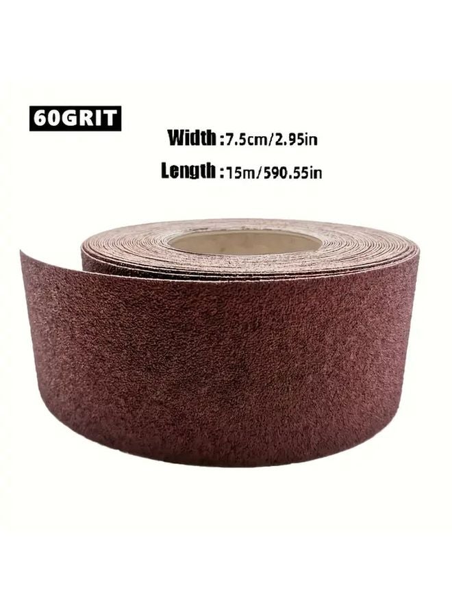 60 Grits Aluminum Oxide Abrasive Sandpaper Roll 2 95inch X 590 55inch For Metal Wood Furniture - Image 1