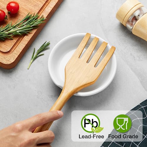 Gencywe 4 Pack Ceramic Spoon Rest with Metal Holder, Gencywe 4.8 inch Spoon Holder for Kitchen, for Stove Top, Coffee Spoons, Ladles, Tong, Cooking Utensil Rest, Housewarming Gifts - Image 3