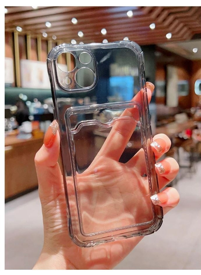 iPhone, 15, 15 plus, 15pro, 15pro max, transparent black cover with card holder - Image 5