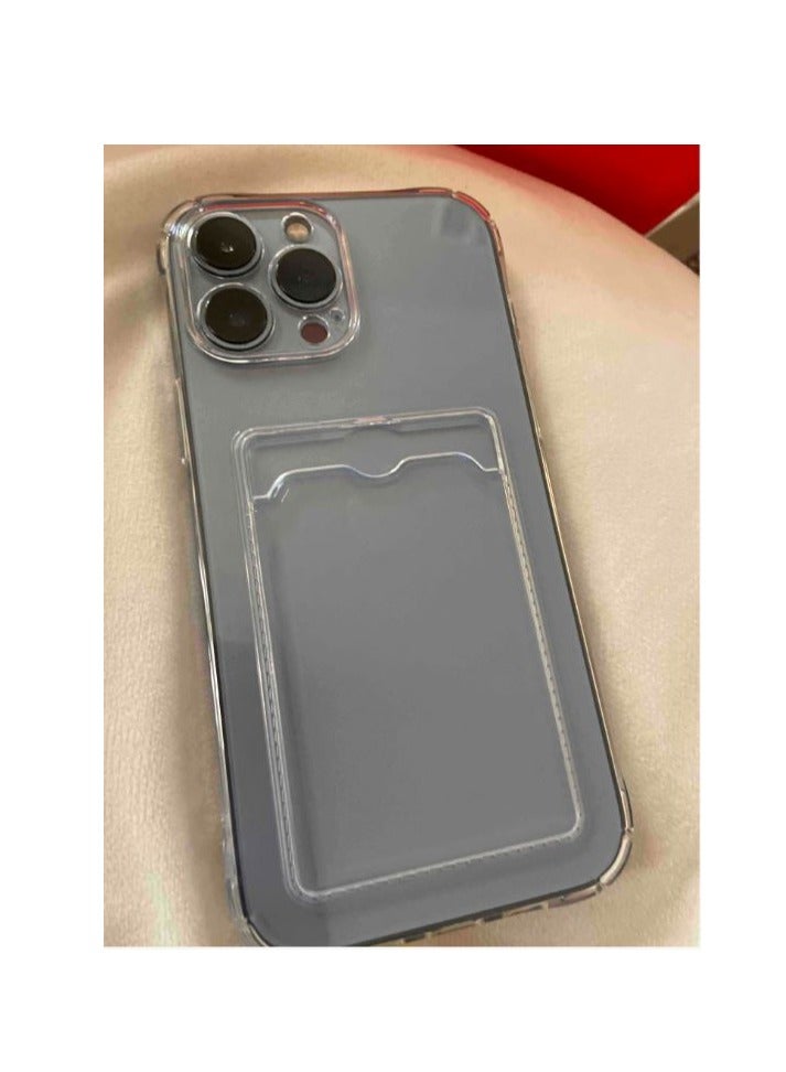 iPhone, 15, 15 plus, 15pro, 15pro max, transparent black cover with card holder - Image 4