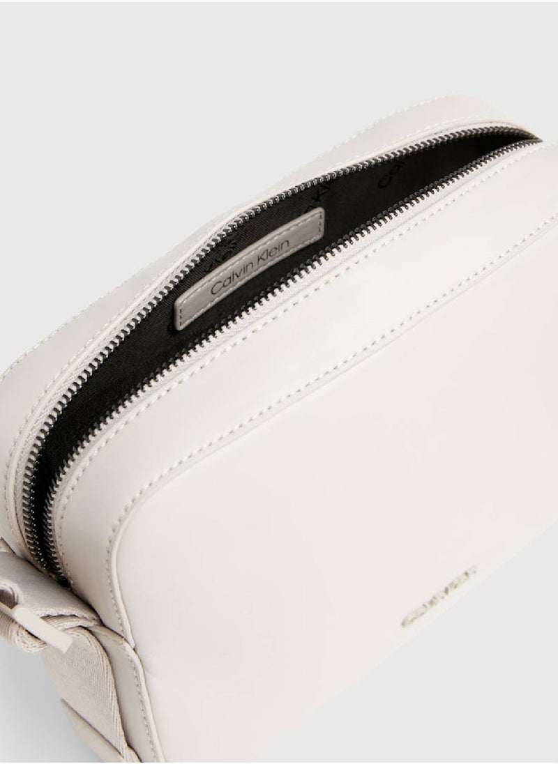 CALVIN KLEIN - Men's Crossbody Bag - Polyester, White - Image 1