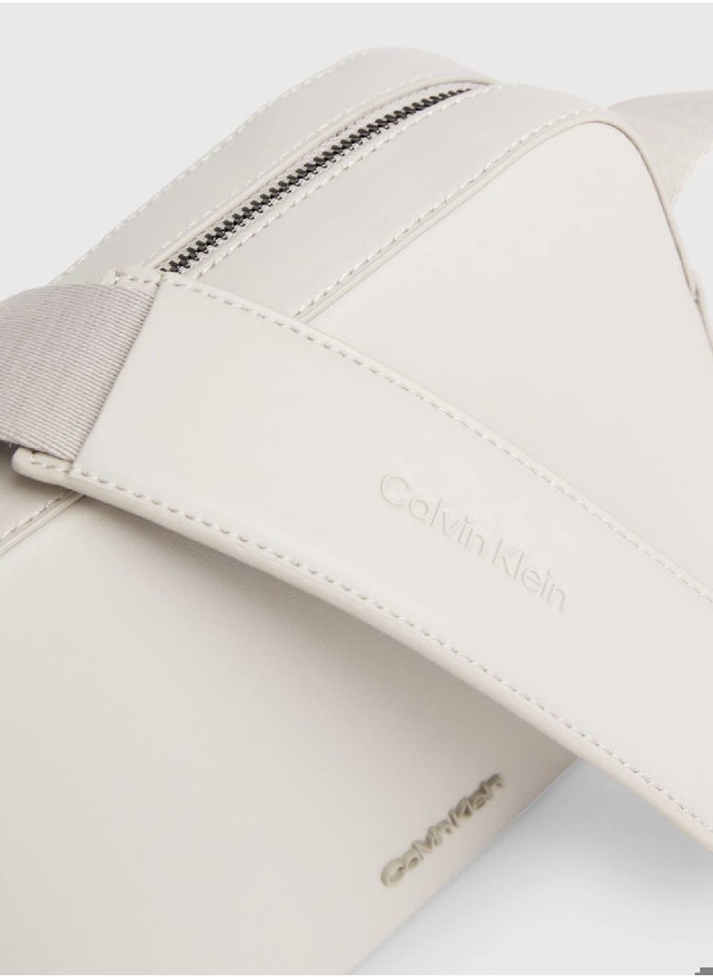 CALVIN KLEIN - Men's Crossbody Bag - Polyester, White - Image 1