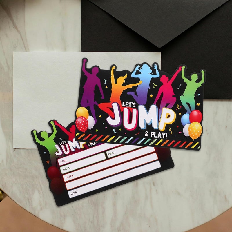 ABOOFAN Jumping Theme Birthday Invitations for Boys with Envelopes, 12-set Party Invitation Cards for Celebration and Festivity Supplies - Image 5