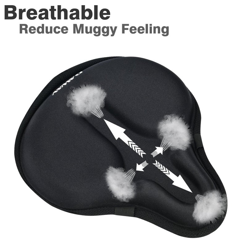 DAWAY Comfortable Exercise Bike Seat Cover - DAWAY C6 Large Wide Foam & Gel Padded Bicycle Saddle Cushion for Women Men Everyone, Fits for Peloton, Stationary, Cruiser Bikes, Indoor Cycling, Soft - Image 4
