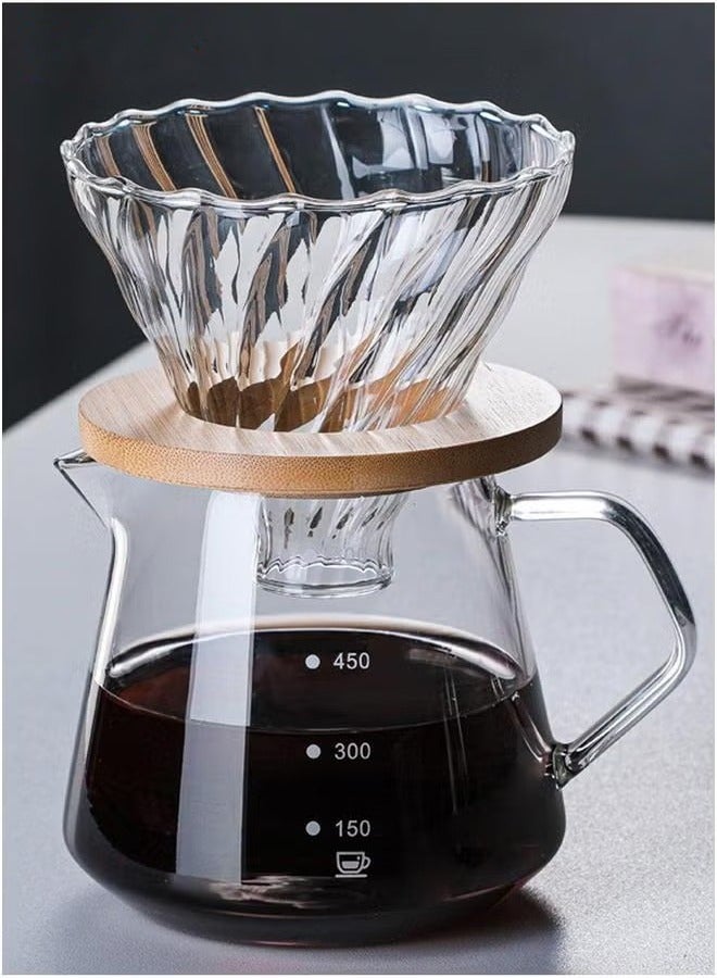 HOMESTAR V60 Pour Over Coffee Maker Set,600ML Server With Glass Dripper, 2 IN 1 Hand Drip Set Home Or Office,1-4 CUPS  - Image 1