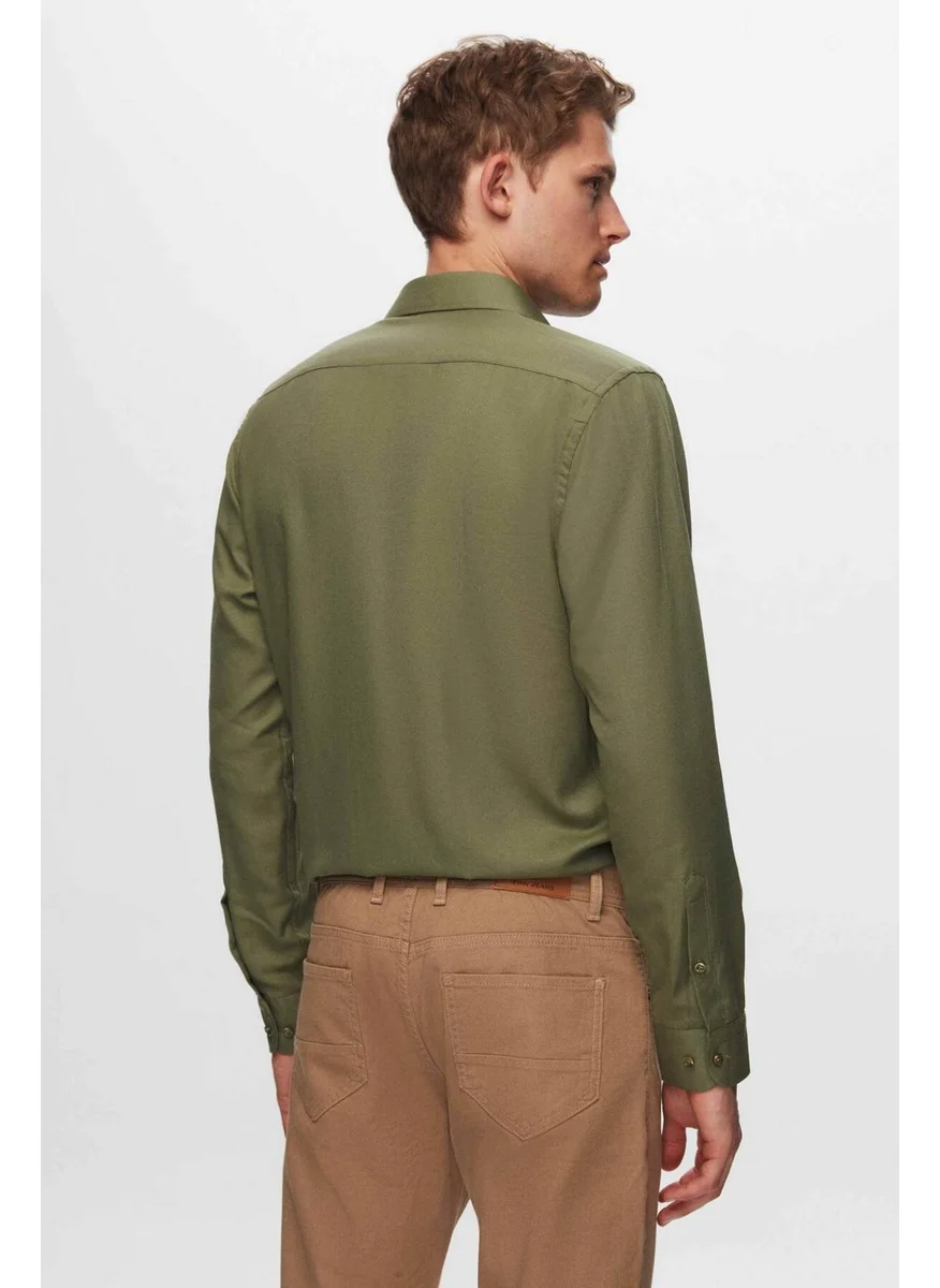 D'S DAMAT Twn Slim Fit Khaki Oxford Shirt 6EF02ORT00288