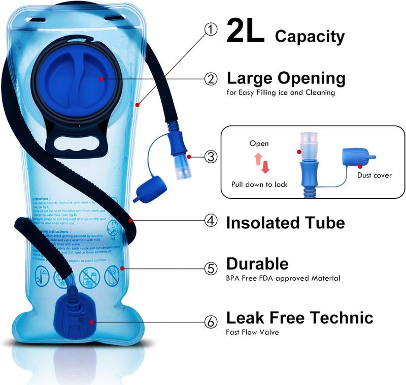 Mothybot Hydration Pack, Insulated Hydration Backpack with 2L BPA Free Water Bladder and Storage, Hiking Backpack for Men, Women, Kids for Running, Cycling, Camping - Keep Liquid Cool up to 5 Hours - Image 5