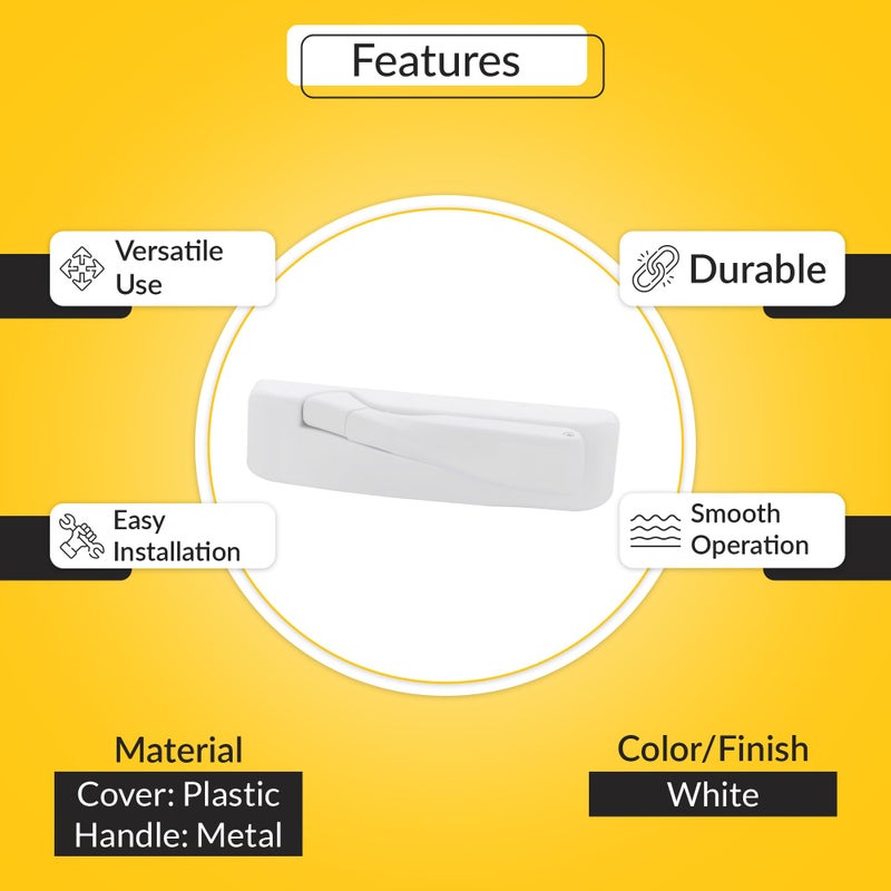 BRIXWELL Encore Tango Fold Handle Left Handed 5-21/64" Length, 1-33/64" Height with 5-1/32" Metal Handle and Plastic Cover, White Finish, Left Hand, Folding Window Crank with Truth Encore Handle - Image 3