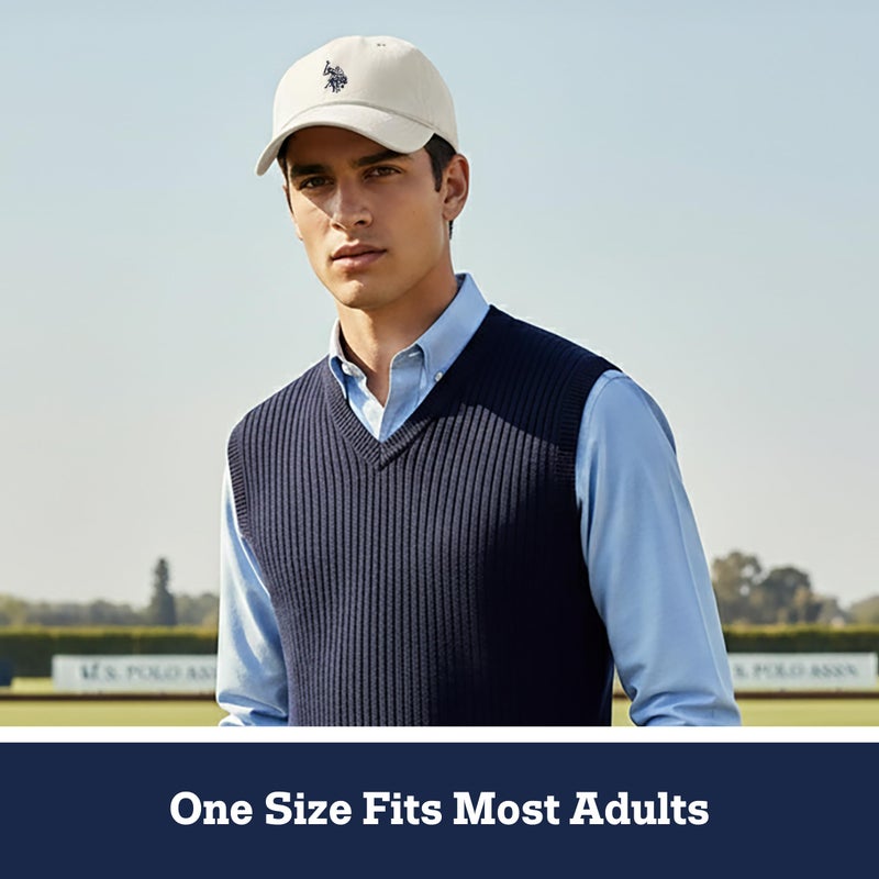 U.S. Polo Assn. Baseball Cap, 100% Cotton Adjustable Dad Hat with Small Pony Logo, White, One Size - Image 5