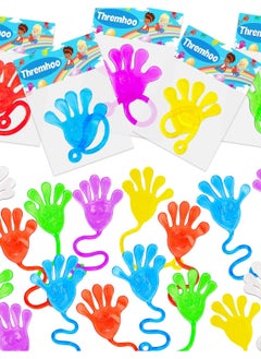 LIMOS 40 Pcs Sticky Hand Toys Assorted Colors Kids' Party Favor Sets Fun Toys Stretchy Sticky Hand Toy Slappy Hands Treasure Box for Classroom Prizes Birthday Party Supplies  - Image 1