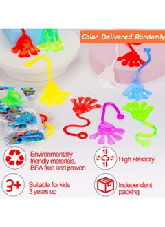 LIMOS 40 Pcs Sticky Hand Toys Assorted Colors Kids' Party Favor Sets Fun Toys Stretchy Sticky Hand Toy Slappy Hands Treasure Box for Classroom Prizes Birthday Party Supplies  - Image 2